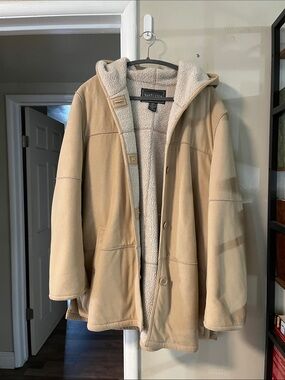 Van Heusen Beige Hooded Sherpa-Trim Puffer Jacket